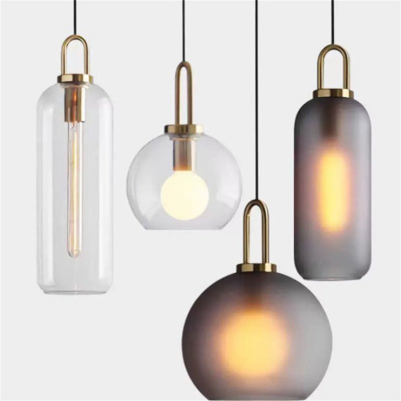 Home Bathroom Lighting Design - โคมไฟแขวน LED สีดำดีไซน์ศิลปะแก้วสไตล์นอร์ดิก สำหรับคาเฟ่ ห้องรับประทานอาหาร ข้างเตียง