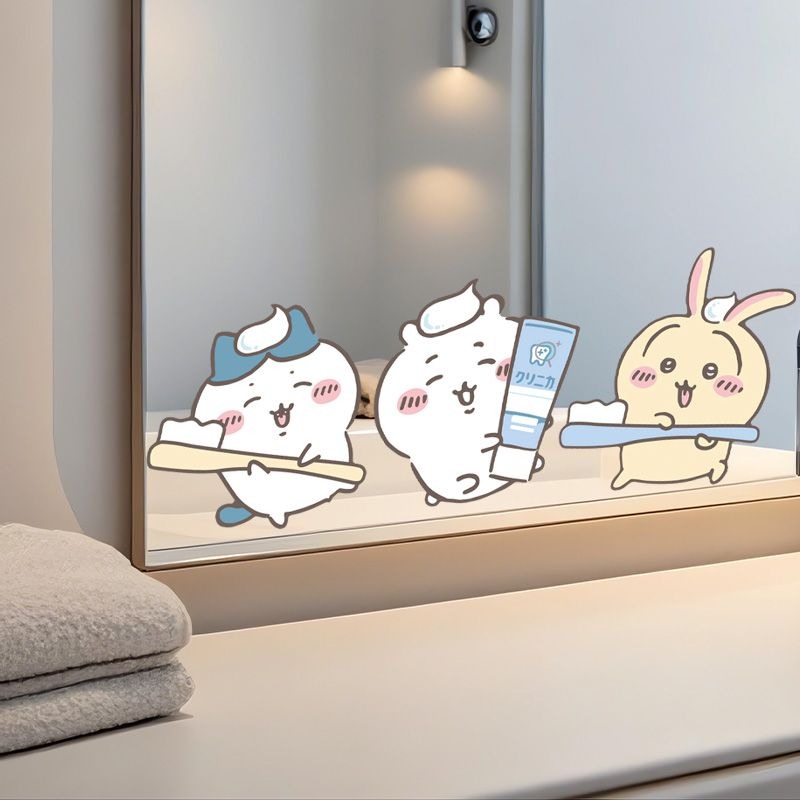 Home Edit Bathroom - สติกเกอร์กระจกชิคาวะแบบร้อน ติดแน่น ลายคมชัด กันน้ำ ลอกออกได้ ตกแต่งกระจกห้องน้ำ