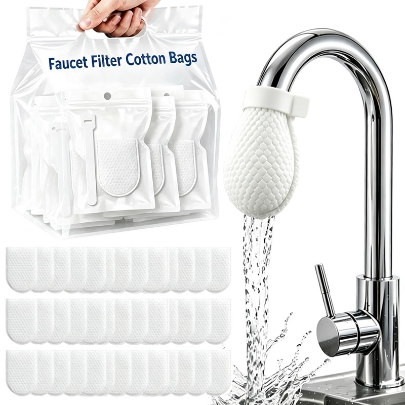 Home Bathroom Water Filter - ถุงกรองน้ำก๊อก 300/30x พร้อมสายรัด ป้องกันน้ำกระเด็น สำหรับกรองน้ำก๊อกในครัว อะไหล่ตาข่ายกรองน้ำ