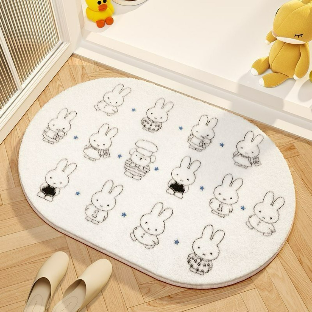 Home Edit Bathroom - มิฟฟี่พรมปูพื้นลายการ์ตูน ผ้าขนสัตว์เทียมนุ่ม แผ่นรองเท้าดูดซับน้ำ พรมกันลื่น สำหรับห้องน้ำ ห้องนอน