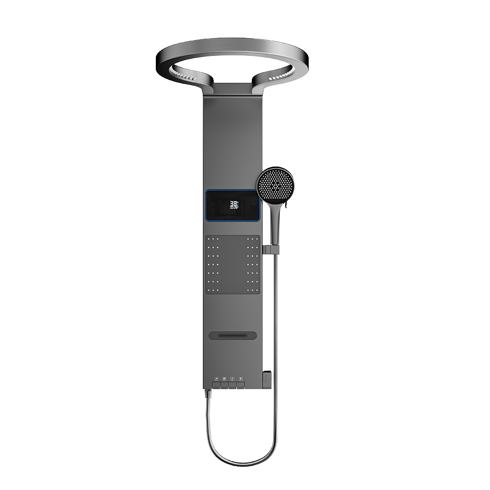 Shower Head Rain - ชุดฝักบัวอาบน้ำทรงกลมทันสมัย พร้อมหัวฝักบัวนวดแบบนุ่มนวล หัวฝักบัวแบบเรนชาวเวอร์สีเทา ชุดน้ำตกสำหรับโรงแรม แกนวาล์วเซรามิก