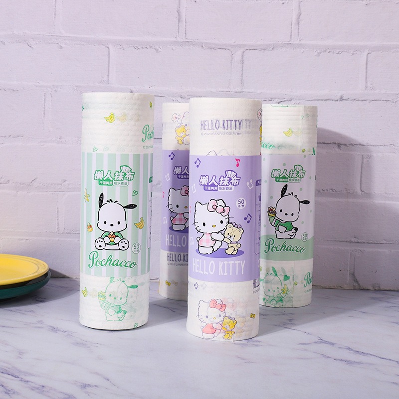 Home Edit Bathroom - 3 ชิ้น ผ้าเช็ดจานลายเฮลโล คิตตี้ การ์ตูน สำหรับทำความสะอาดบ้าน