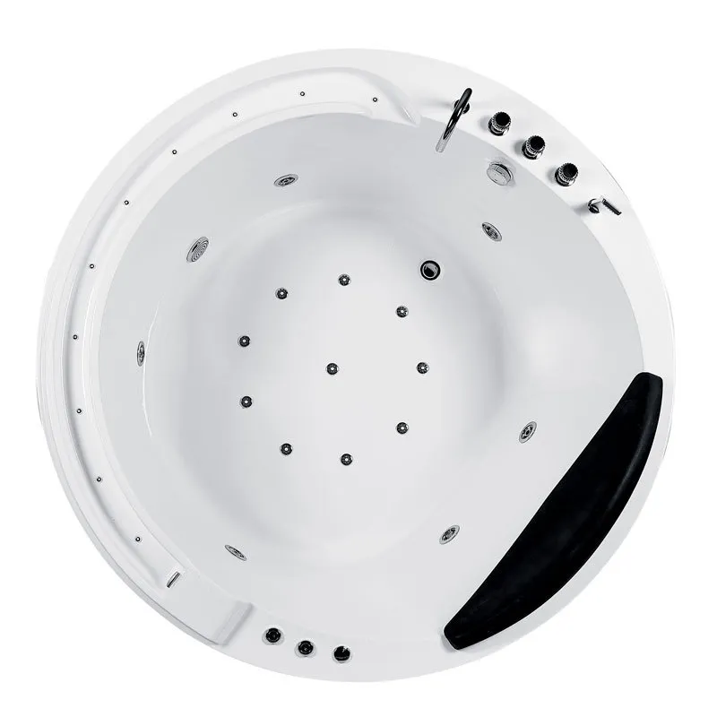 Home Bathroom Tub - อ่างอาบน้ำอะคริลิคทรงกลมแบบฝังพร้อมระบบนวดด้วยน้ำร้อนคู่ สำหรับบ้าน โรงแรม และห้องน้ำสำหรับผู้ใหญ่