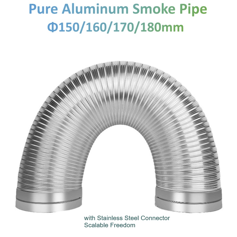 Home Bathroom Vent - Φ90-180 มม.อลูมิเนียมบริสุทธิ์ท่อระบายอากาศกึ่งยืดหยุ่นพร้อมขั้วต่อสแตนเลสสําหรับห้องครัวห้องน้ํา Outlet