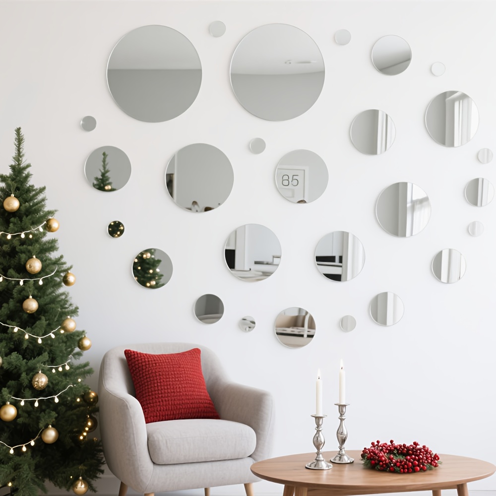Home Goods Bathroom Mirrors - สติ๊กเกอร์ติดผนังอะคริลิคทรงกลมขนาด 20 ซม. แบบถอดได้ ติดเองได้ ตกแต่งผนังบ้าน