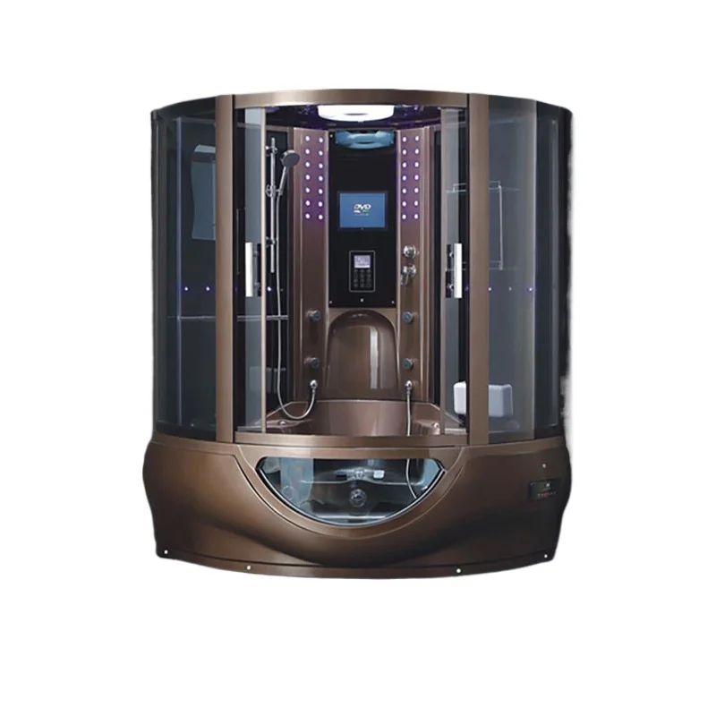Home Bathroom Jacuzzi - ห้องอาบน้ำอะคริลิคทรงสามเหลี่ยมแบบโรงแรม พร้อมอ่างน้ำวน ห้องอบไอน้ำ และห้องอาบน้ำกระจกแบบรวม
