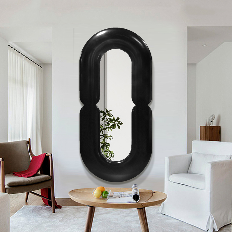 Home Goods Bathroom Mirrors - กระจกติดผนังรูปวงรีสีดำสไตล์เมมฟิส ของตกแต่งบ้าน แนวเฟรมยาวตกแต่งสไตล์นอร์ดิก สำหรับห้องน้ำ เหมาะสำหรับสาวๆที่ชอบความสวยงาม