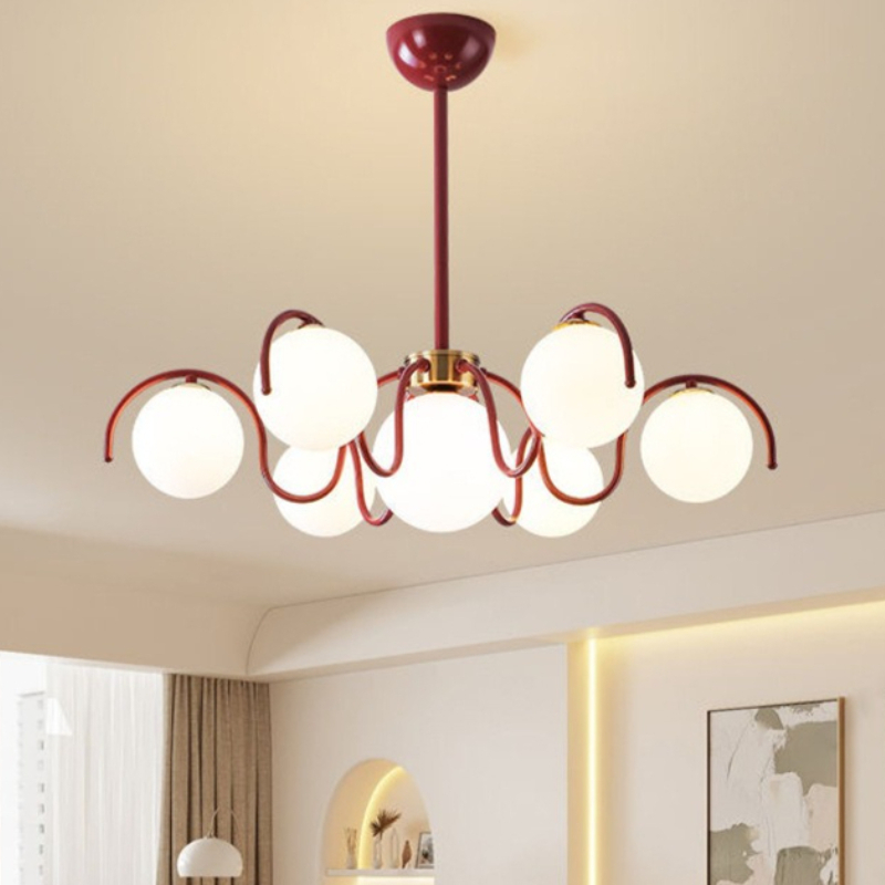 Home Bathroom Lighting Design - โคมไฟระย้า LED ดีไซน์ทันสมัย โคมไฟเพดานทรงกลมแก้ว โคมไฟแขวนตกแต่งบ้าน สำหรับห้องนั่งเล่น