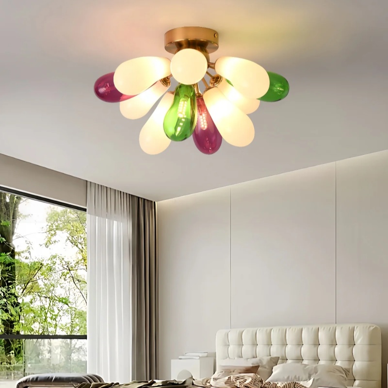 โคมไฟระย้าแก้วสีดีไซน์ทันสมัยร - Home Bathroom Lighting Design บทวิจารณ์และราคา
