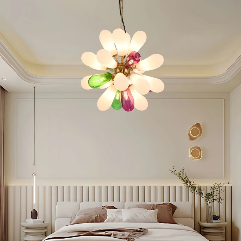 โคมไฟระย้าแก้วสีดีไซน์ทันสมัยร - Home Bathroom Lighting Design บทวิจารณ์และราคา