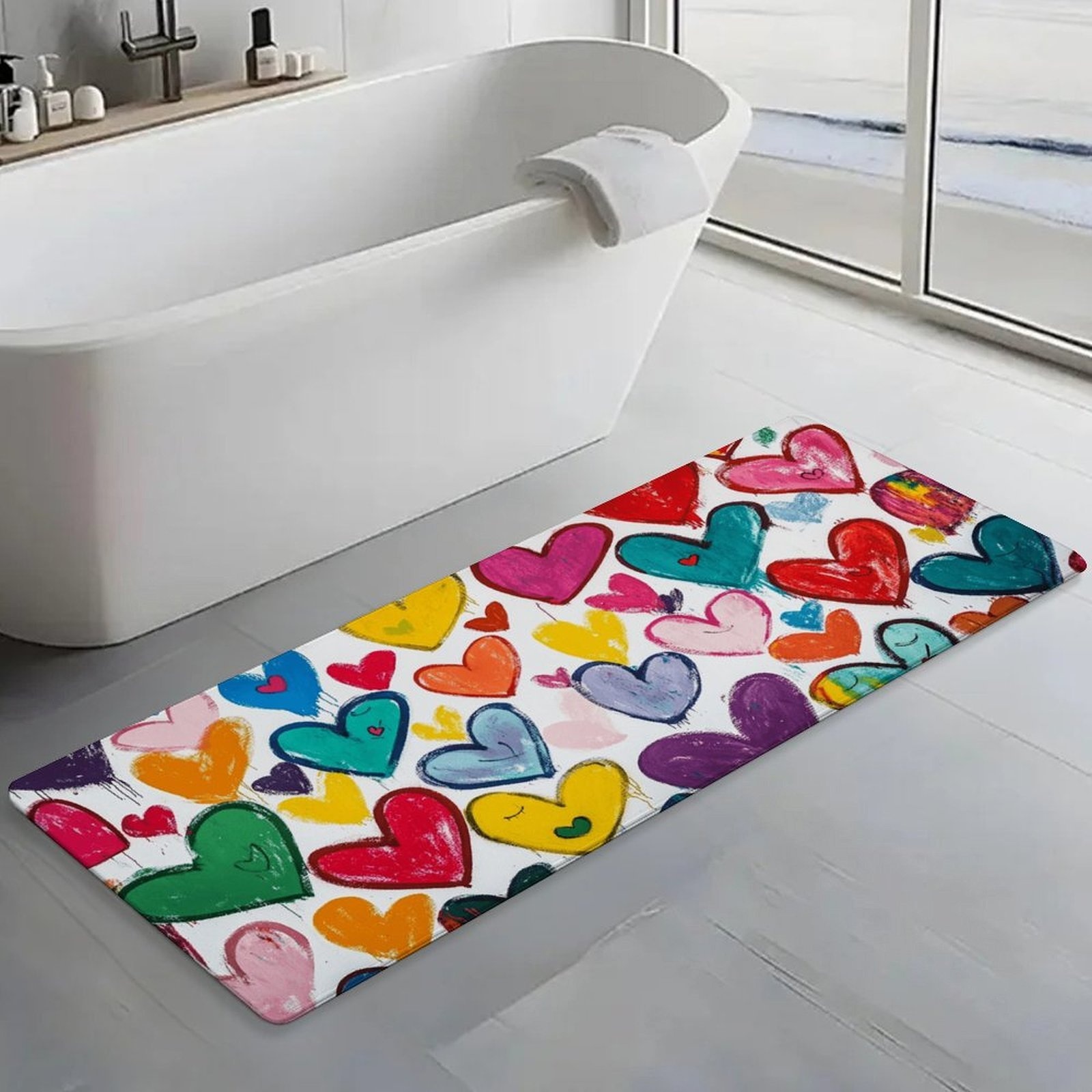 พรมปูพื้นลายกราฟฟิตี้รูปหัวใจห - Home Bathroom Tub บทวิจารณ์และราคา
