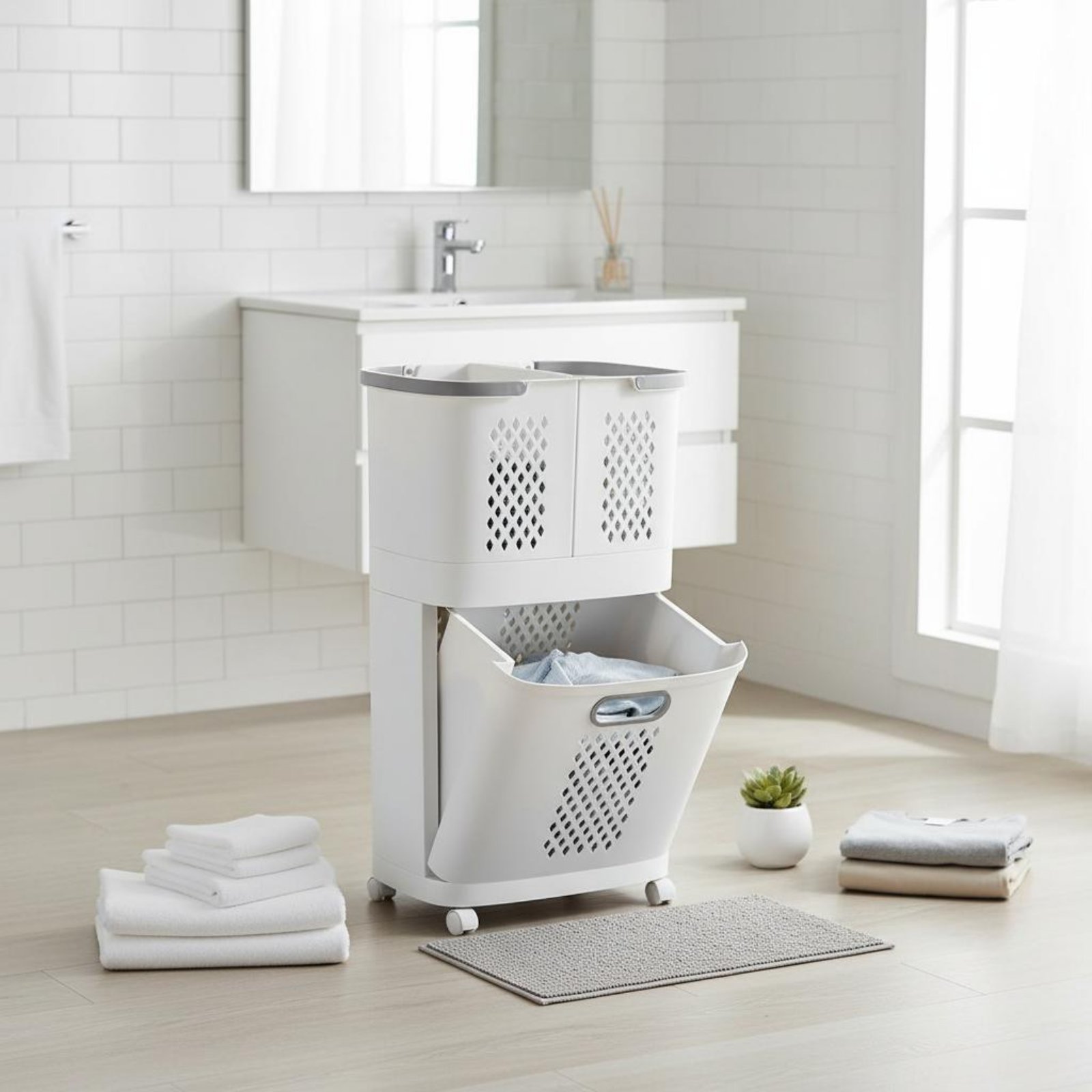 ถังแยกผ้า 2 ชั้น ประหยัดพื้นที - Home Bathroom Vent บทวิจารณ์และราคา