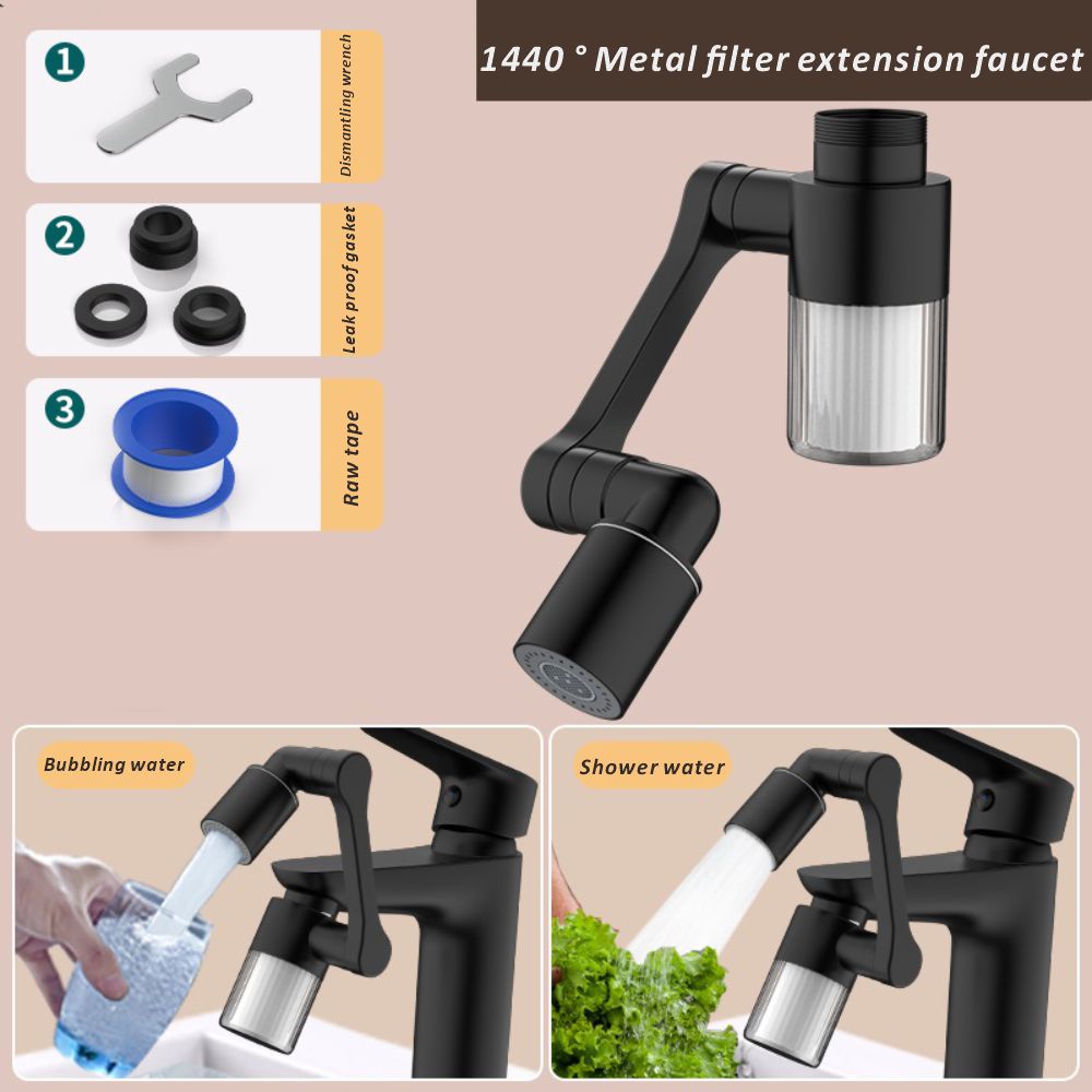 ใหม่ สีดํา 1440 °   หมุนได้พร้ - Home Bathroom Water Filter บทวิจารณ์และราคา
