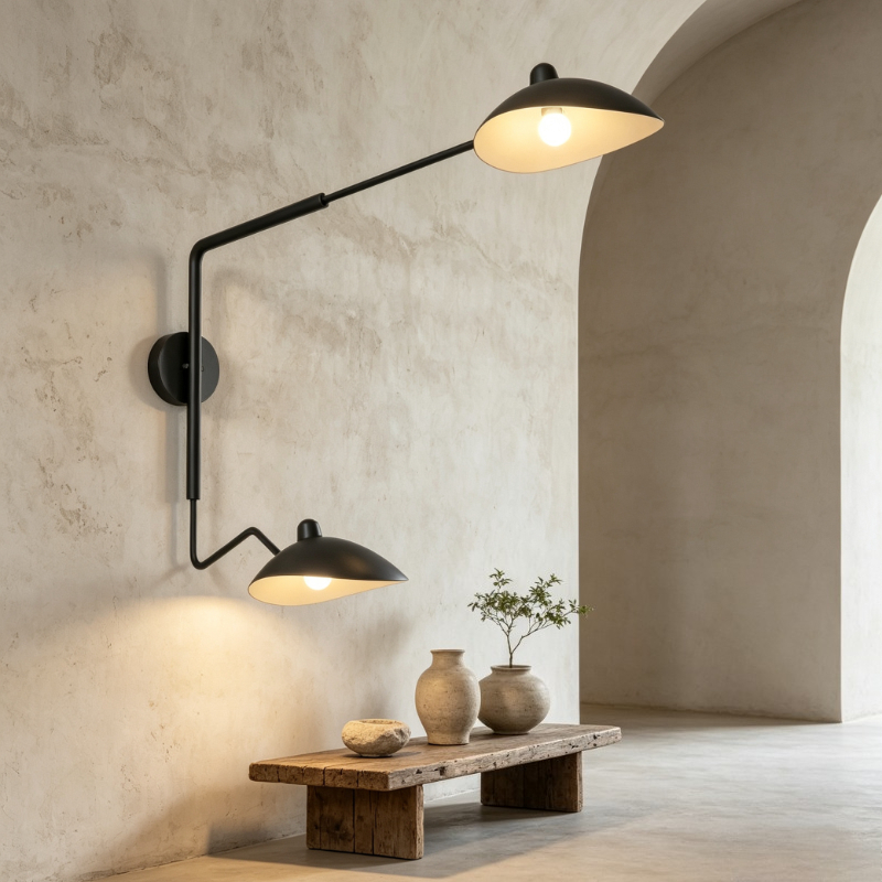โคมไฟติดผนัง LED สีดำแบบแขนยาว - Home Bathroom Lighting Design บทวิจารณ์และราคา