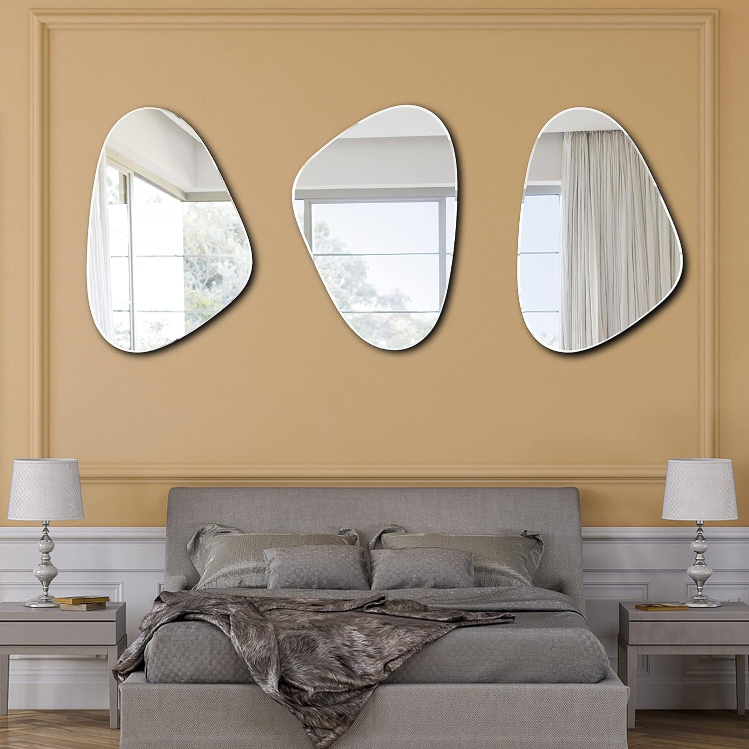 กระจกตกแต่งผนังห้องน้ำรูปทรงแป - Home Goods Bathroom Mirrors บทวิจารณ์และราคา