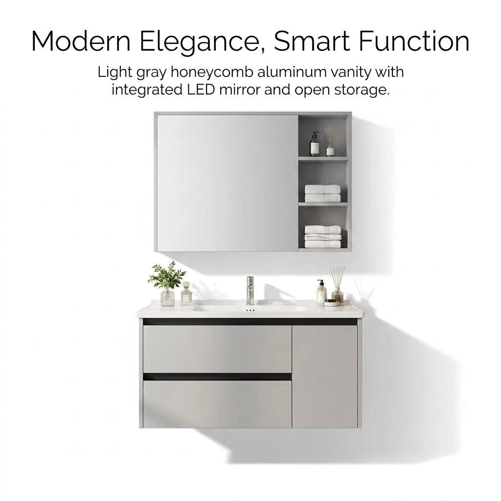 ตู้ห้องน้ำแบบติดผนังทันสมัยเป็ - Home Living Bathroom Vanity บทวิจารณ์และราคา