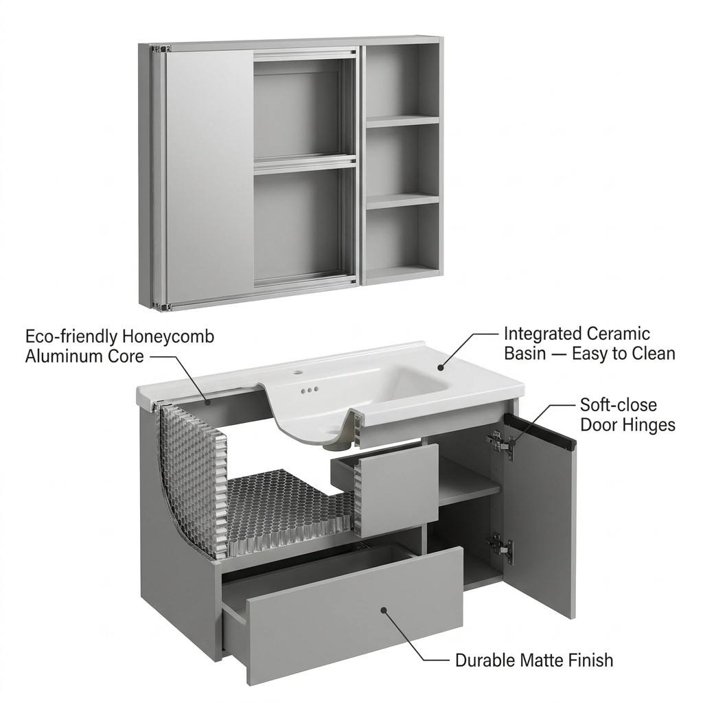 ตู้ห้องน้ำแบบติดผนังทันสมัยเป็ - Home Living Bathroom Vanity บทวิจารณ์และราคา